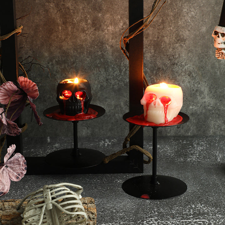 Hand-Poured Skull Votive Candles for Seasonal Tabletop Ambience