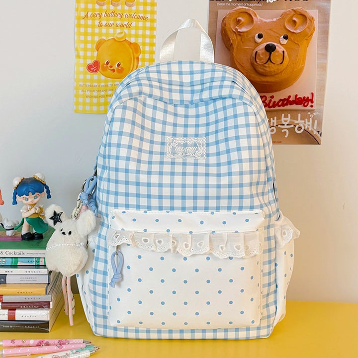 Stylish Gingham Print Casual Backpack Kalsten