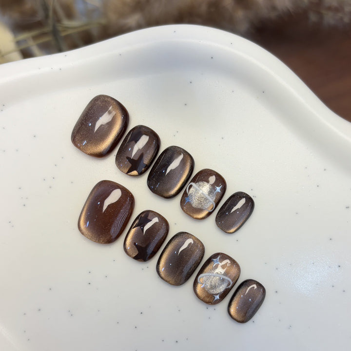 Artificial nail set with star and planet design Kalsten