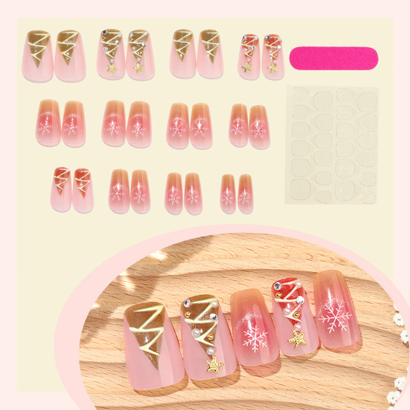Holiday-Themed Press-On Nail Set with Beautiful Decorative Embellishments Kalsten