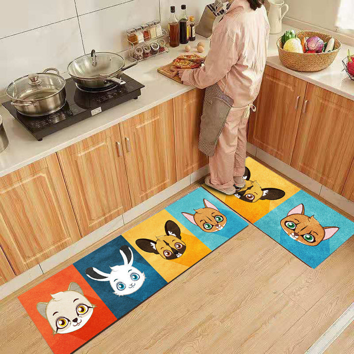 Whimsical Cartoon-Themed Kitchen Mat