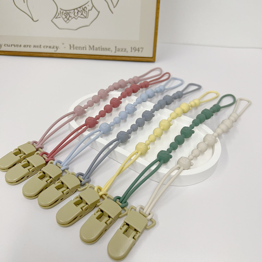 Silicone Beaded Pacifier Clip with Safety Lock