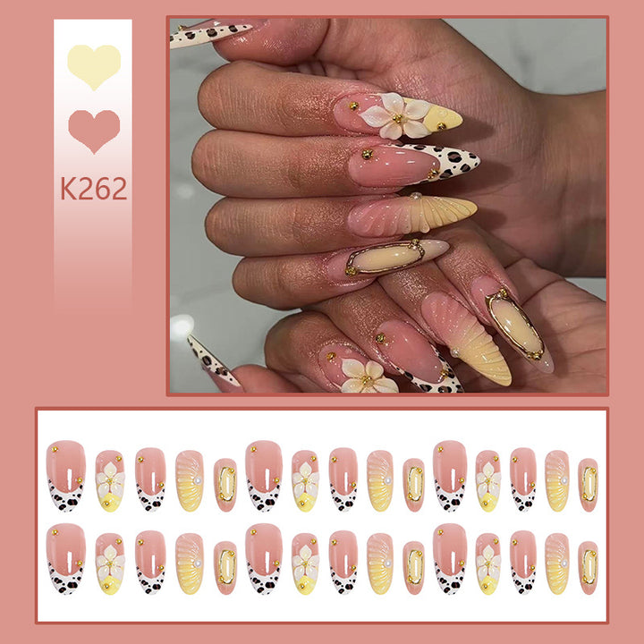Artificial nail set with floral and golden applications Kalsten
