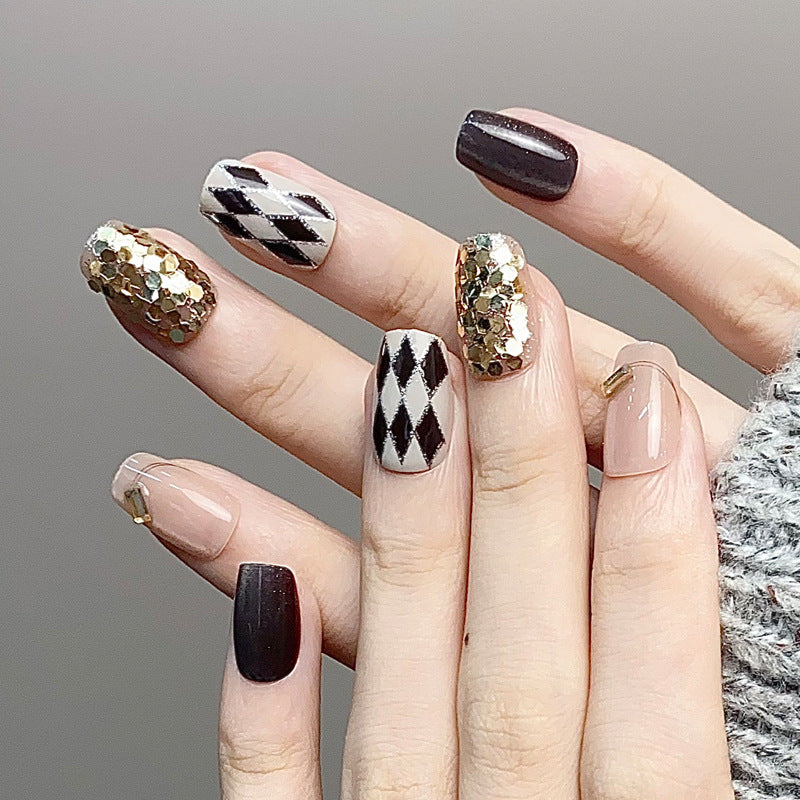 Glamorous Press-On Nail Set with Decorative Gemstone Accents Kalsten