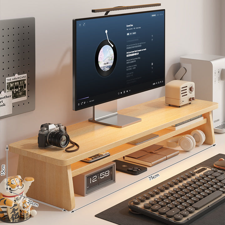 Modern Wooden Monitor Stand with Storage Kalsten