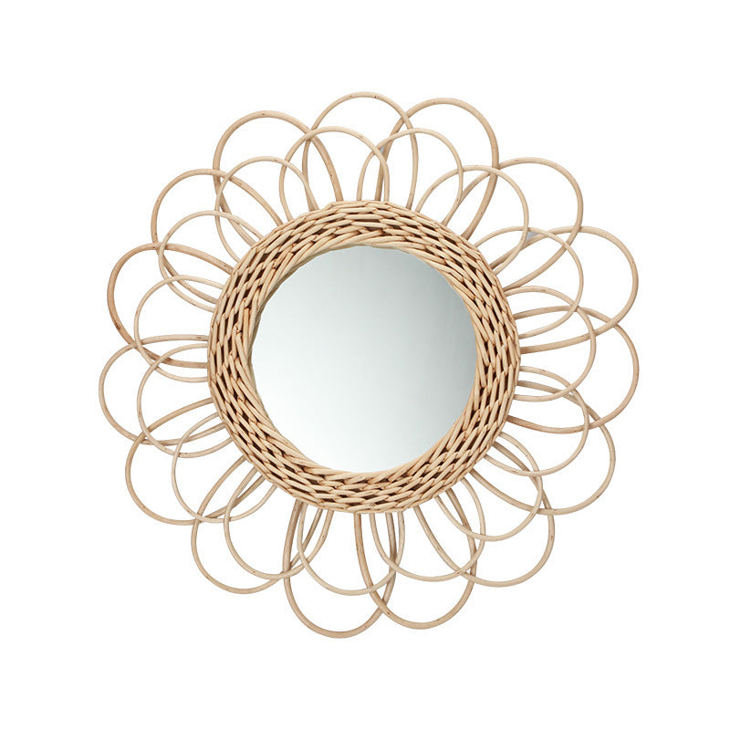 More Elegant Round Wall Mirror Made of Natural Rattan Kalsten