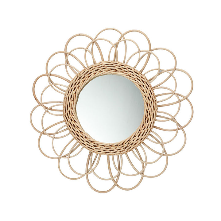 More Elegant Round Wall Mirror Made of Natural Rattan Kalsten