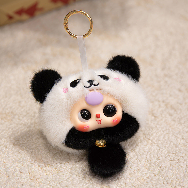 Bunny Plush Bag Charm with Bell and Collectible Resin Face Kalsten