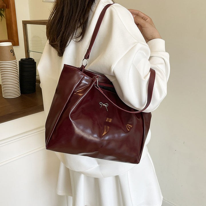 Glossy Vegan Leather Tote Bag