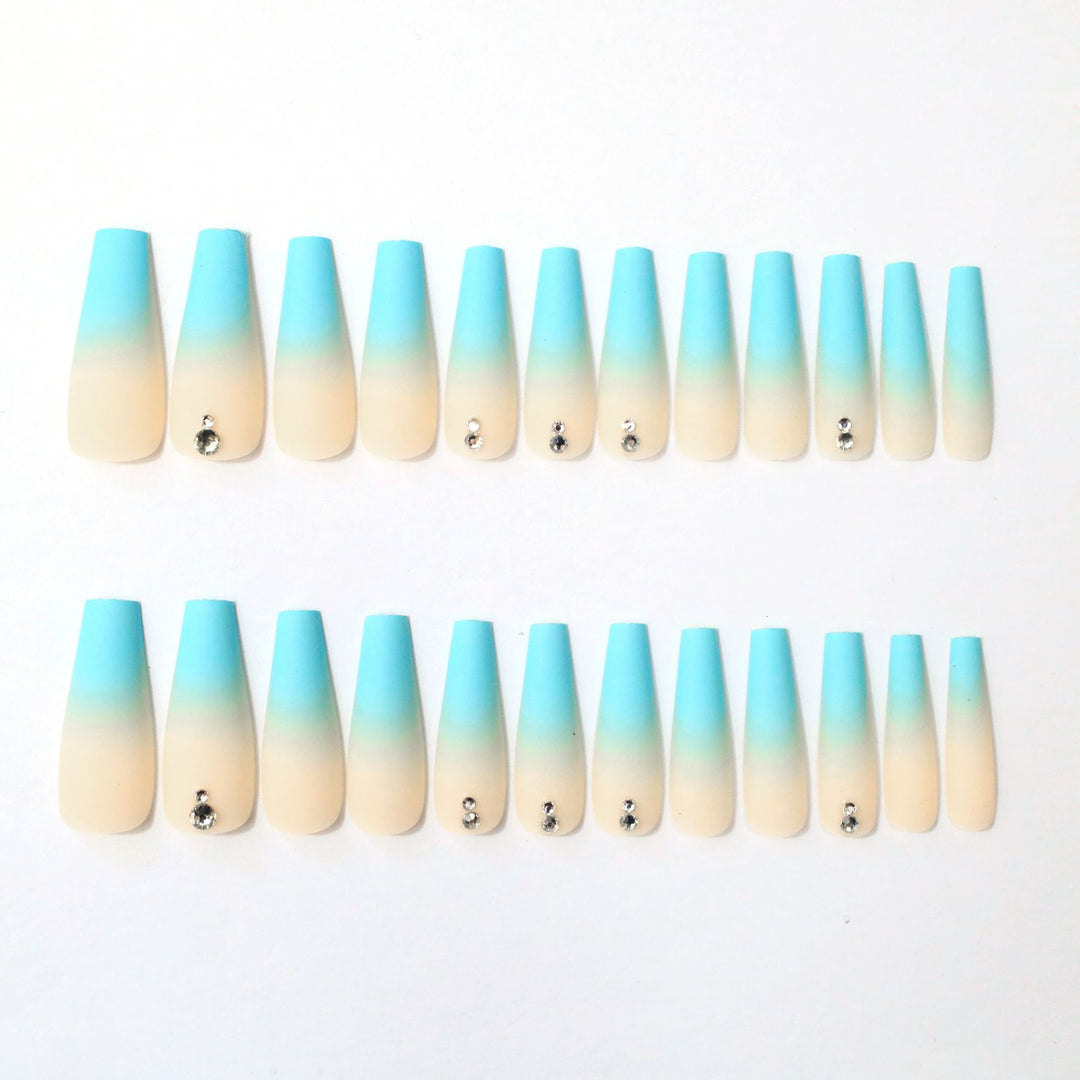 Ombre Acrylic Nail Extensions with Rhinestone Accents Kalsten
