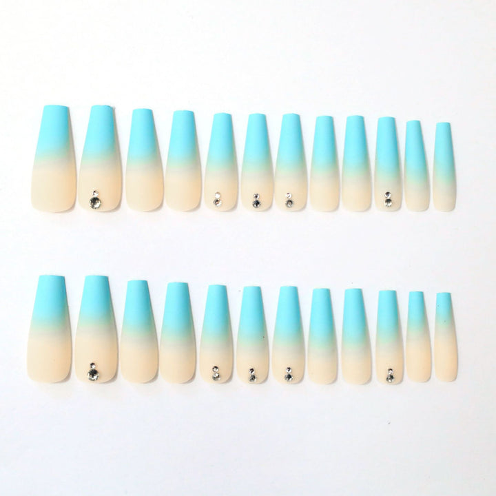 Ombre Acrylic Nail Extensions with Rhinestone Accents Kalsten