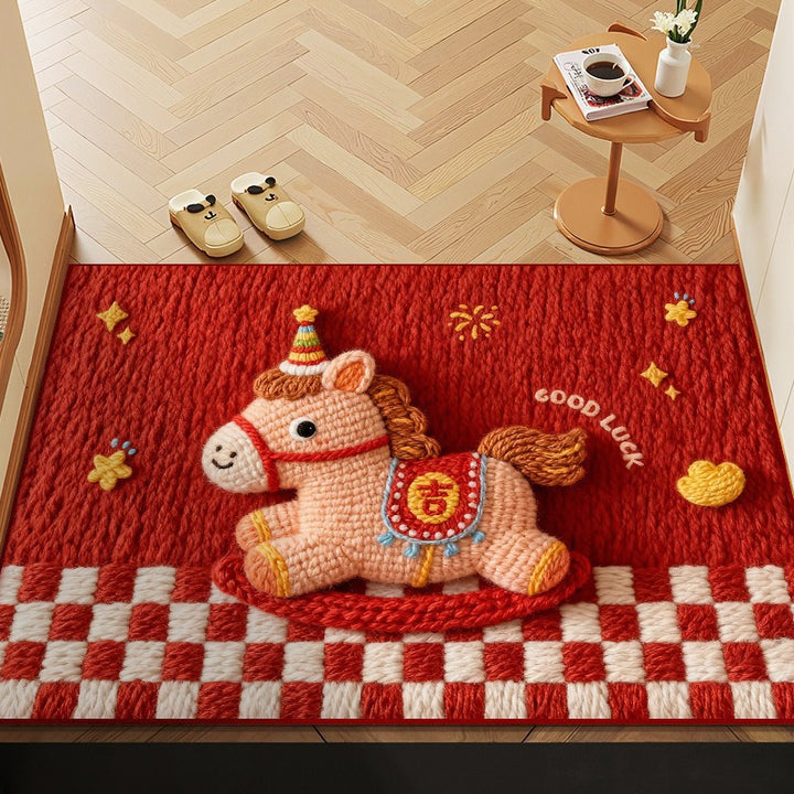 Festive Cartoon-Themed Plush Area Mat for Home