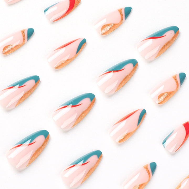 Artificial nail art with creative gradient and glitter elements Kalsten