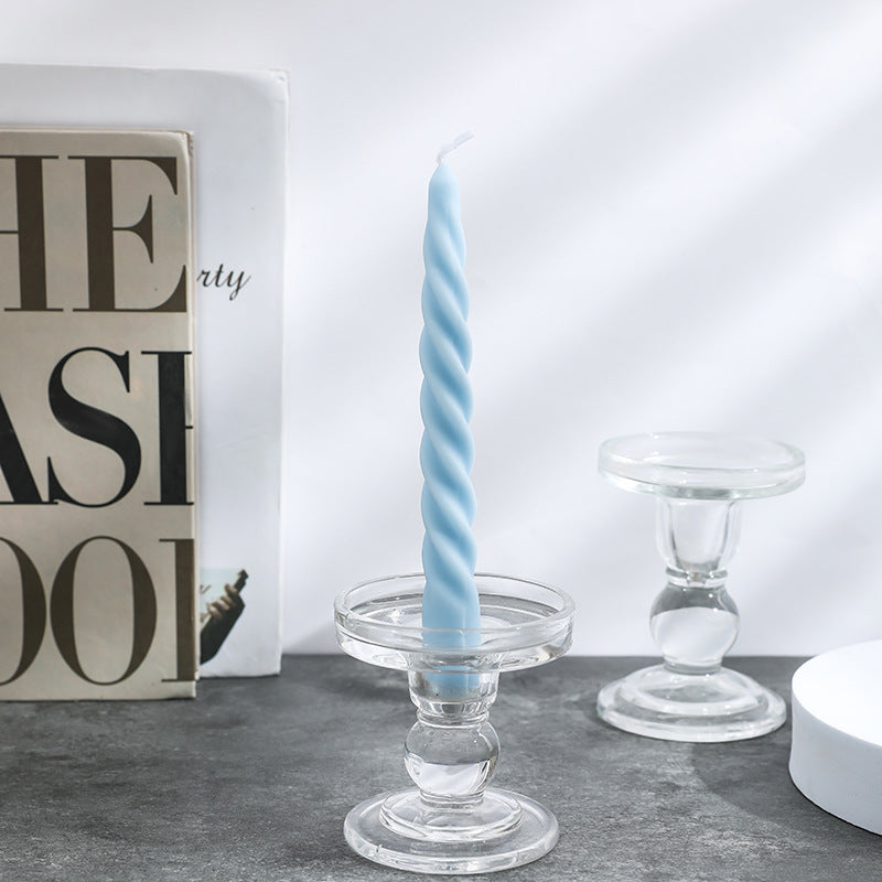 Pressed Glass Pedestal Candle Holder for Taper & Pillar Candles