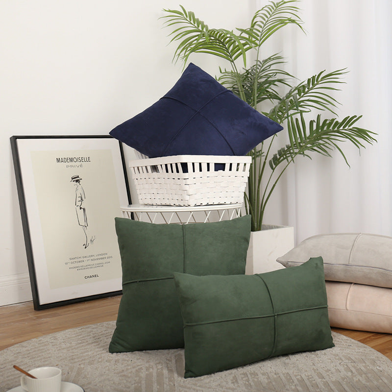 Decorative Suede-Look Cross-Seam Throw Pillow Set with Removable Covers