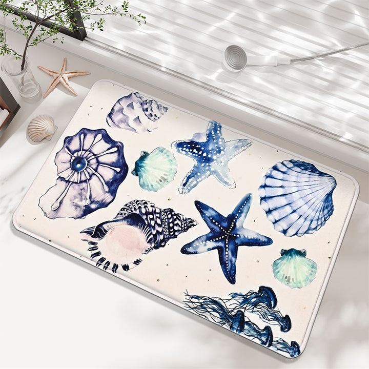 Coastal-Themed Memory Foam Bath Rug