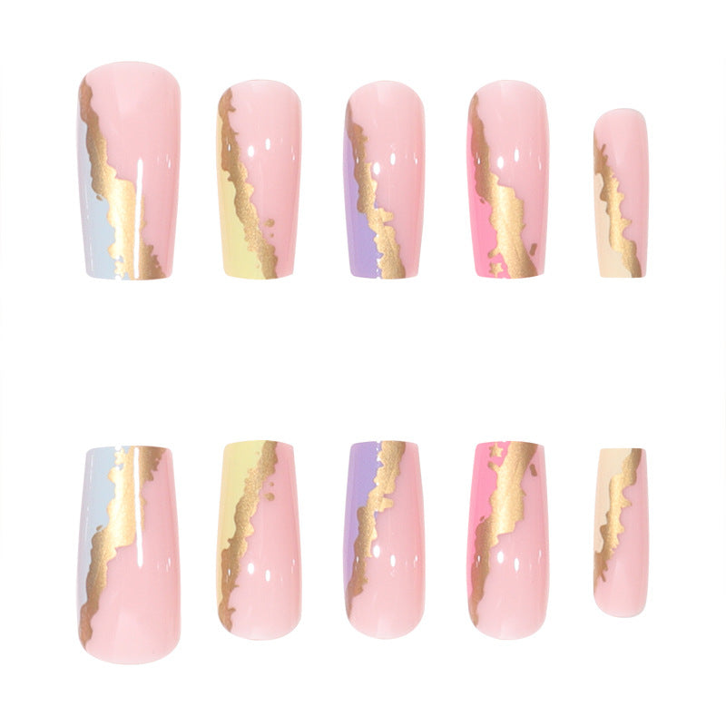 Artistic Gold-Accent Press-On Nails Kalsten