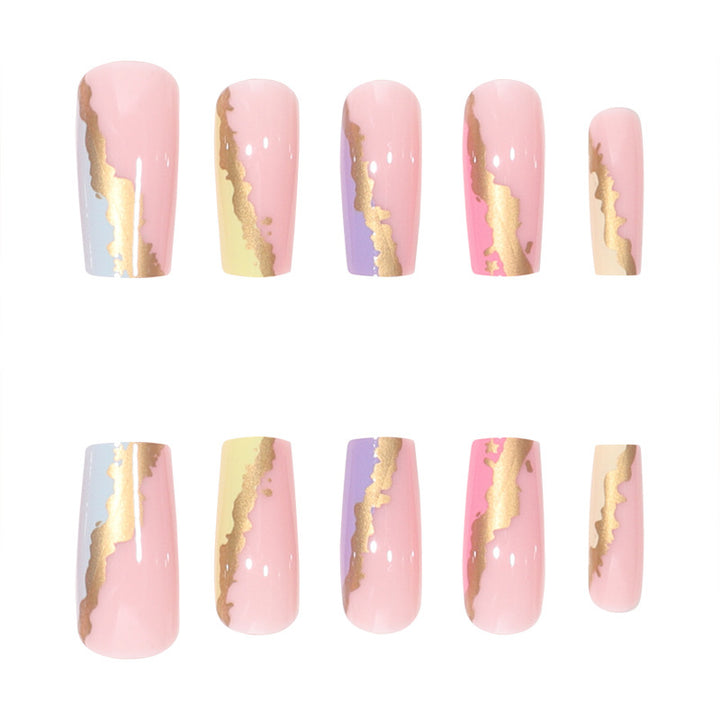 Artistic Gold-Accent Press-On Nails Kalsten