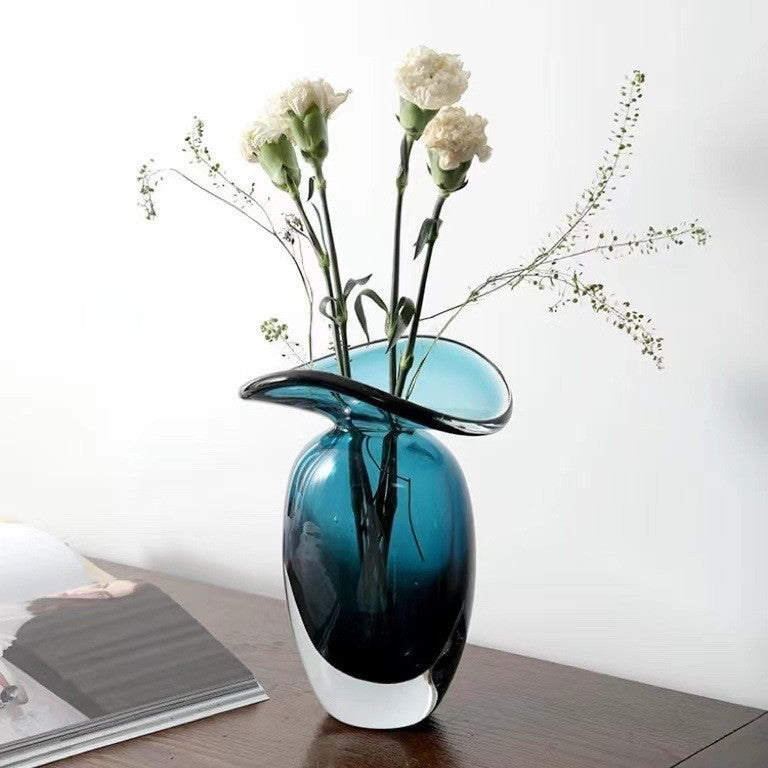 Organic Handblown Mushroom-Top Decorative Glass Vase Kalsten