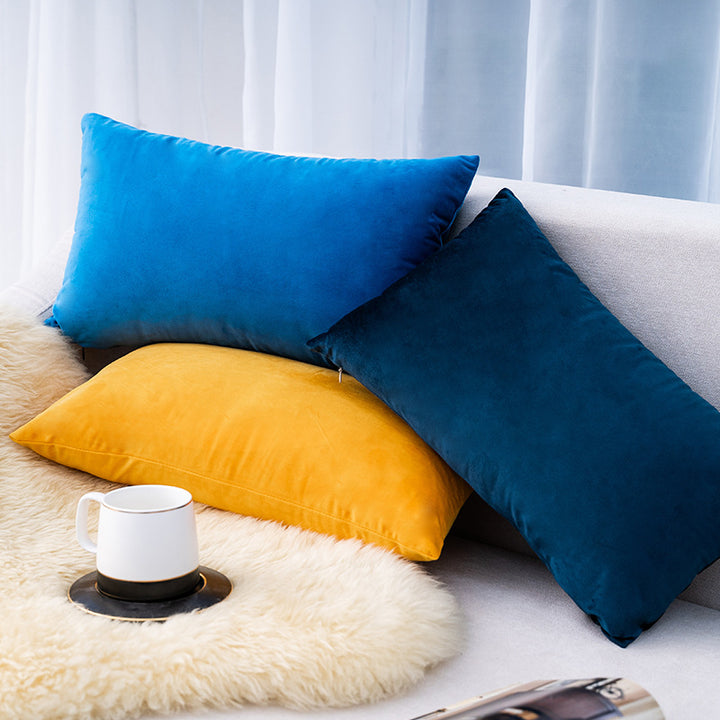 Plush Velvet Lumbar Pillow Cover with Hidden Zipper and Removable Insert Support