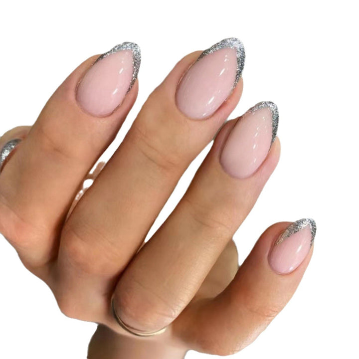Elegant French Tip Glitter Nail Extensions Kalsten
