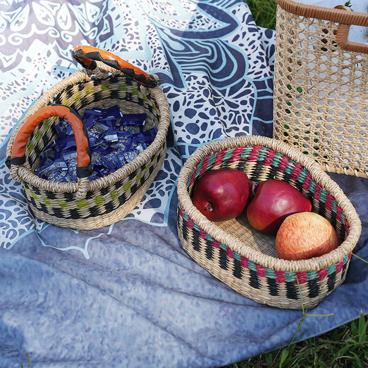 Women handwoven basket with colorful accents Kalsten