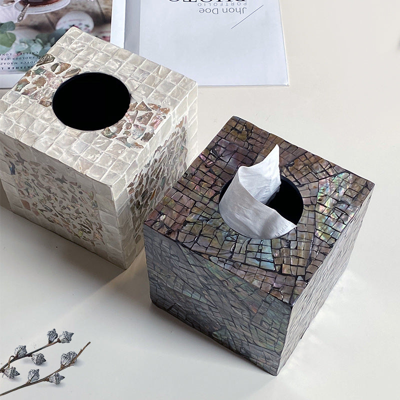 Mosaic paper bin made of natural materials Kalsten