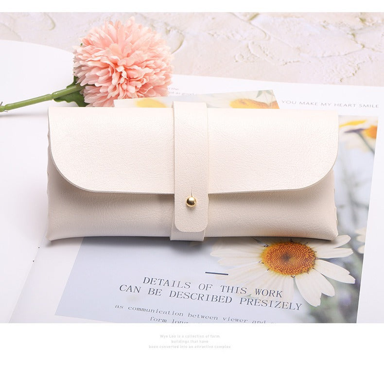 Unisex glasses case made of high-quality leather with button-crafted closure Kalsten