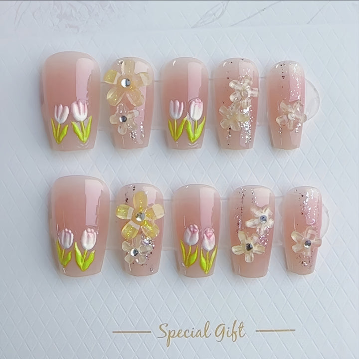 Floral Art Press-On Nail Set Kalsten