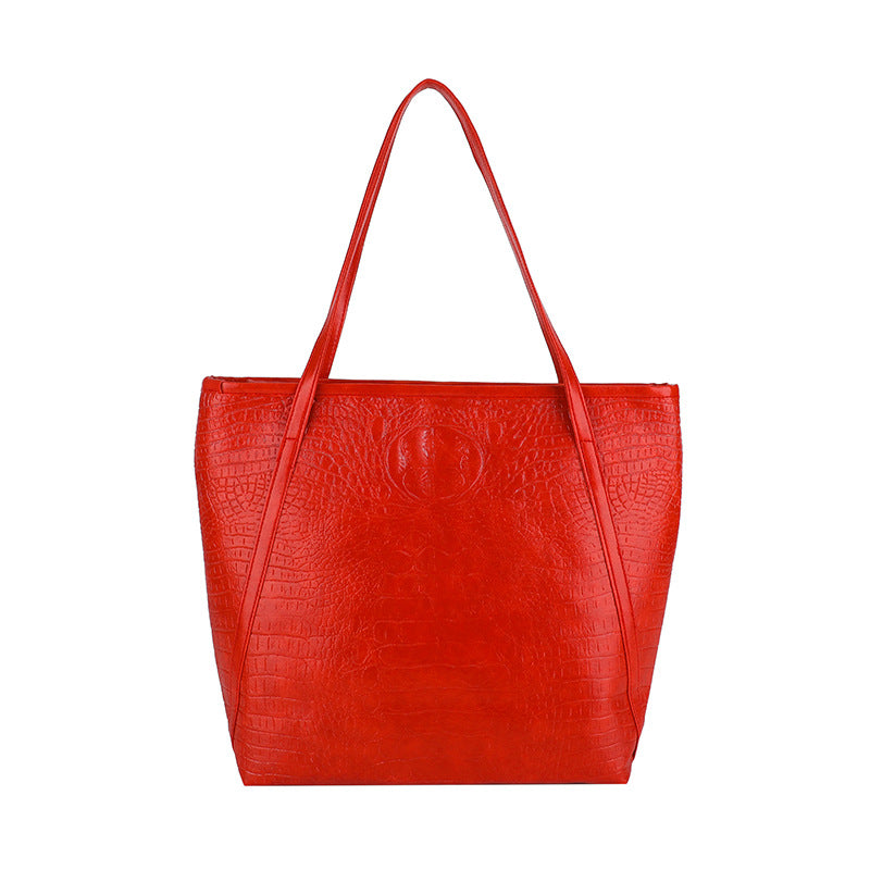 Crocodile-Embossed Leather Tote Bag Kalsten