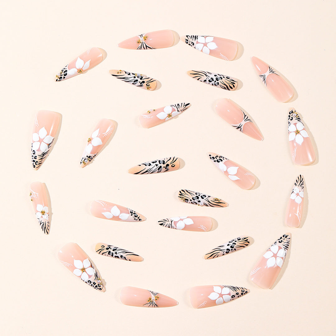 Floral and Animal Print Stiletto Nail Art Extensions Kalsten