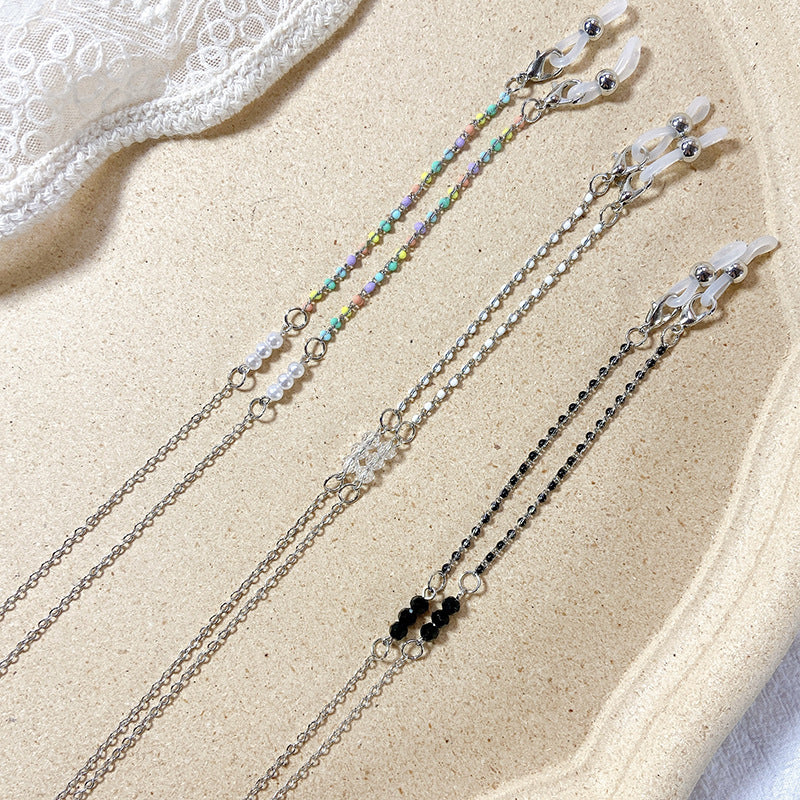 Elegant Glasses Holder Chain with Black Pearls Kalsten