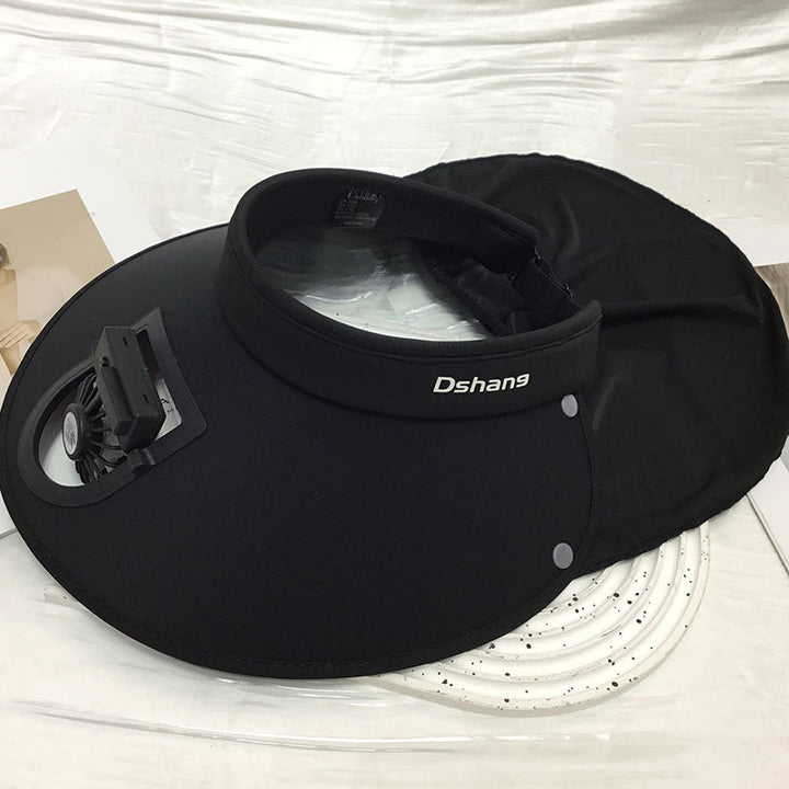 Large UV Protection Sun Visor with Removable Mini Fan and Folding Neck Protection Kalsten