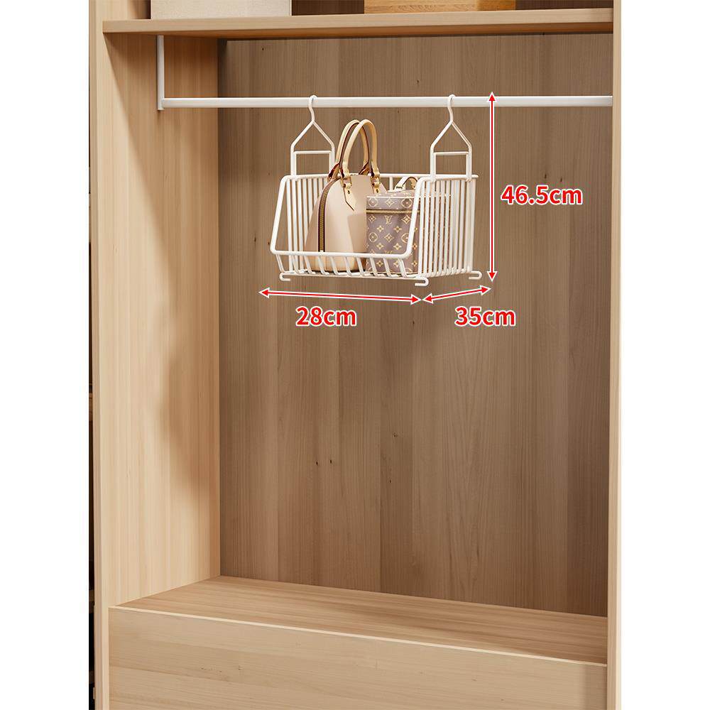 Over-Rod Double Tier Hanging Closet Wire Basket Organizer with Removable Baskets