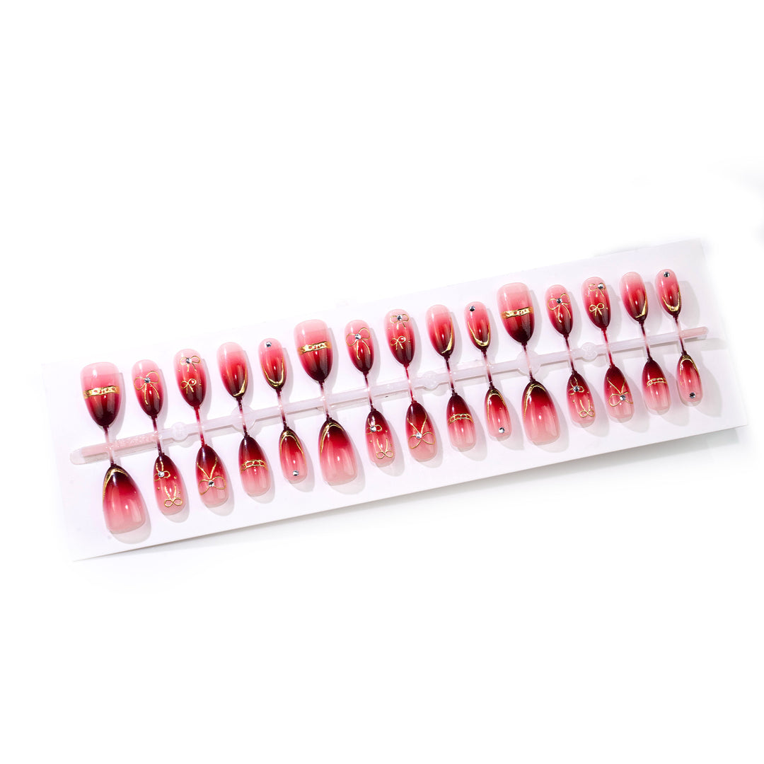 Artistic Ombre Press-On Nail Art Set with Gold Accents Kalsten