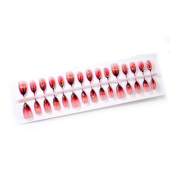 Artistic Ombre Press-On Nail Art Set with Gold Accents Kalsten