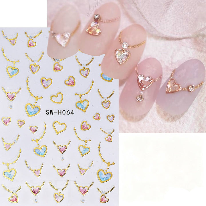Heart-Shaped Nail Art Sticker Sheet