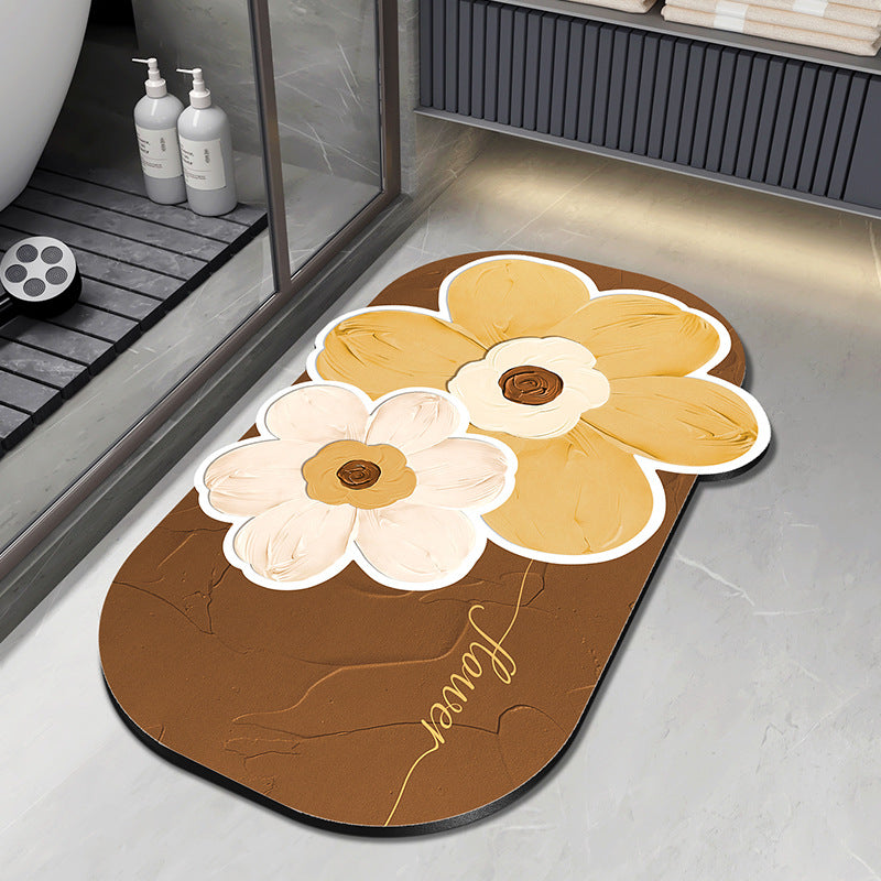 Floral Design Plush Bath Mat Kalsten
