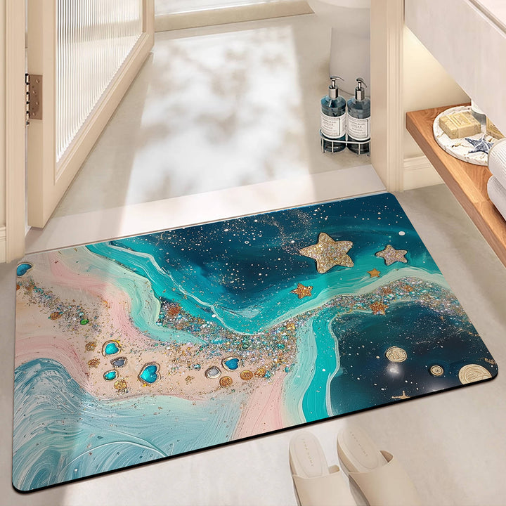 Artistic Resin-Glazed Bath Mat