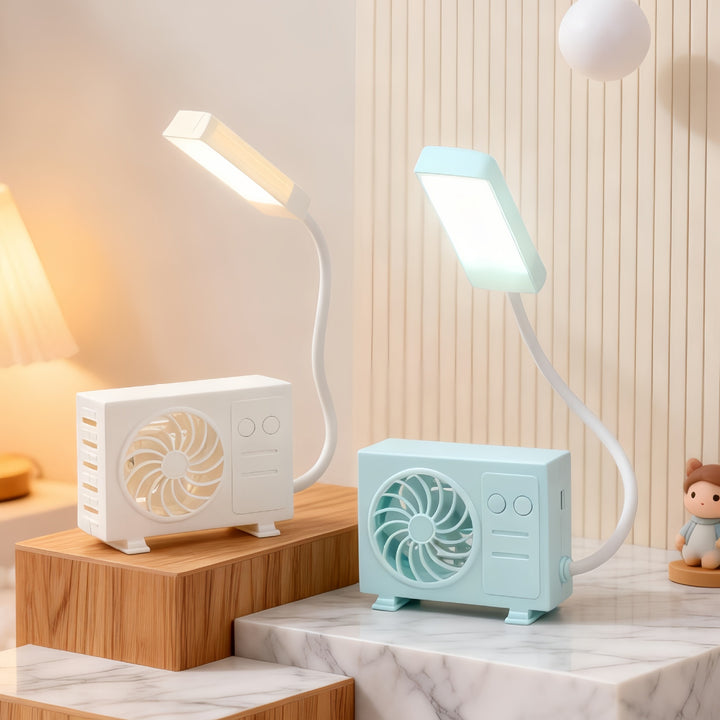 Ladies multifunctional table lamp with integrated fan and USB charging ports Kalsten