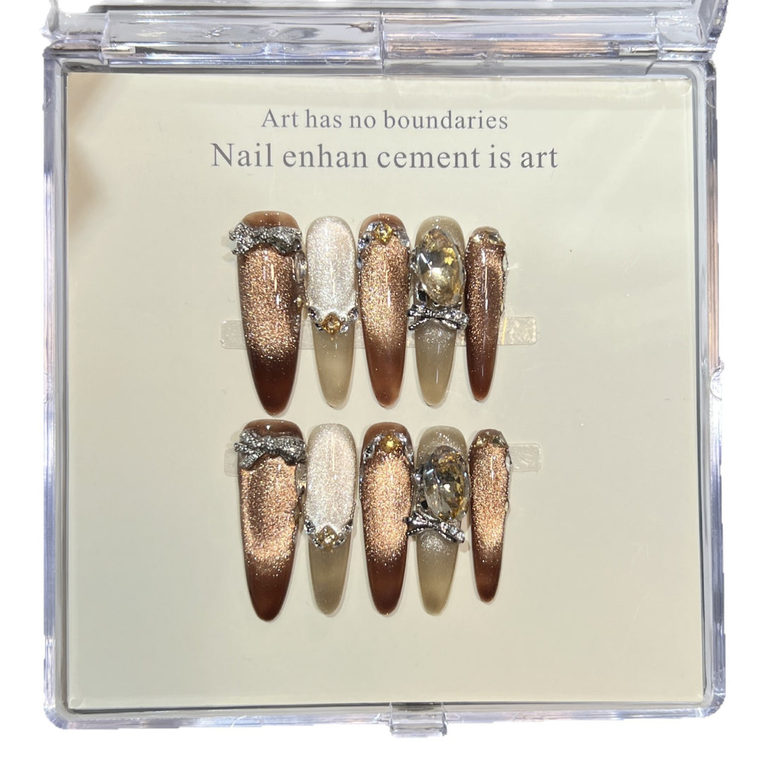 Artistic Stiletto Press-On Nail Set with Gemstone Accents Kalsten