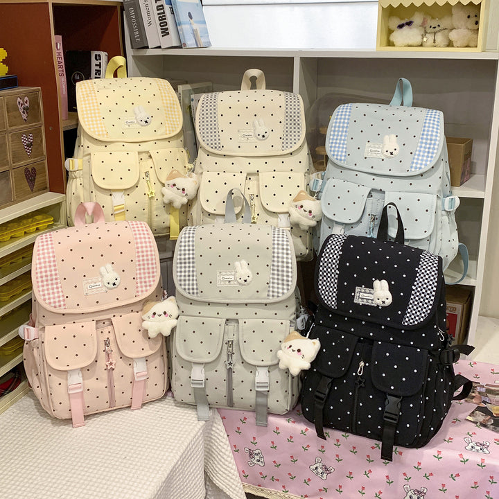 Cute Illustrated Polka Dot Backpack Kalsten
