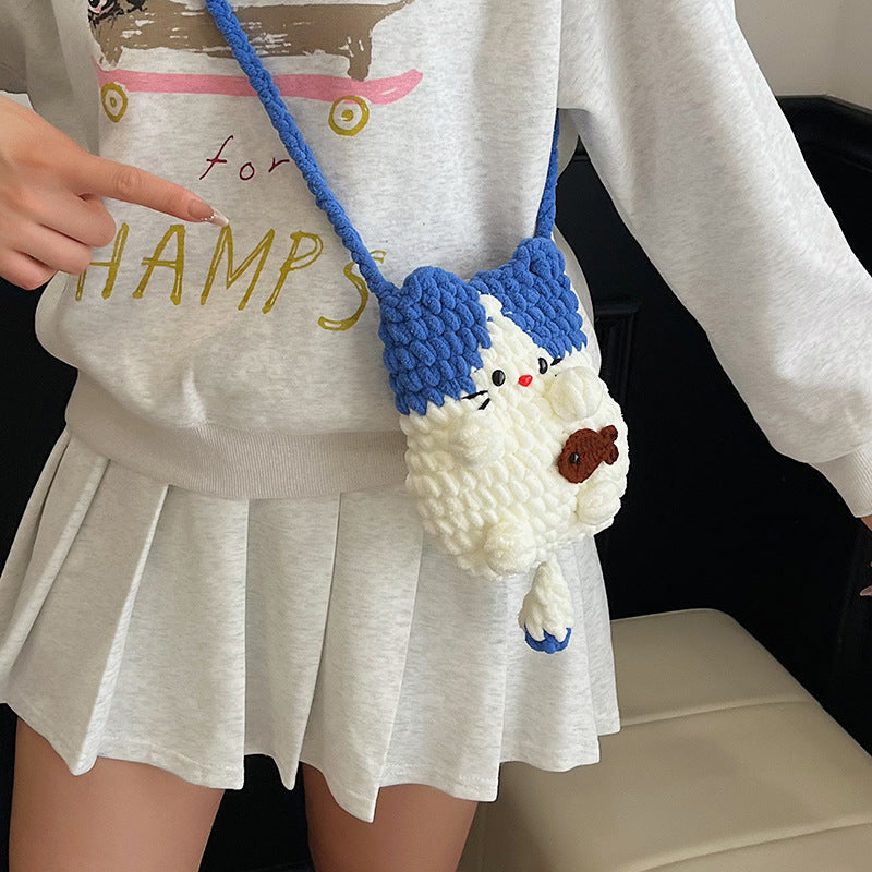 Creative Cat-Themed Crochet Crossbody Bag