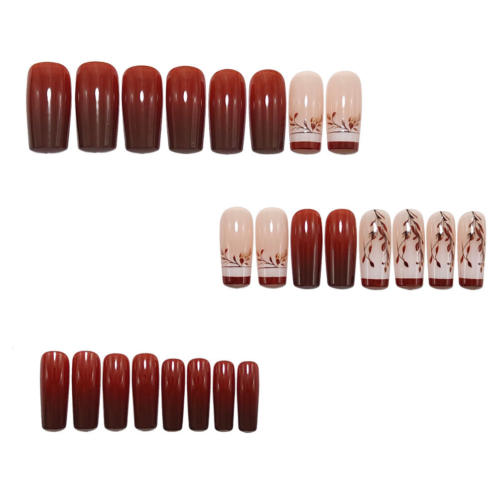 Artificial nails with elegant floral design and elegant gradient colors Kalsten