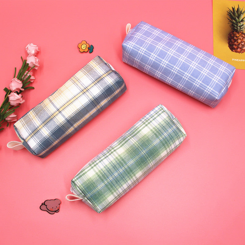 Textured Plaid Pencil Case Kalsten