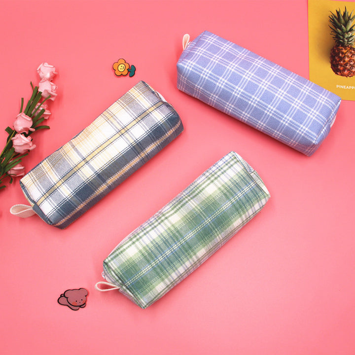 Textured Plaid Pencil Case Kalsten