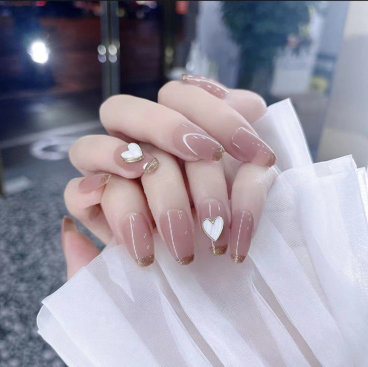 Decorative Press-On Nail Set with Heart Design Kalsten