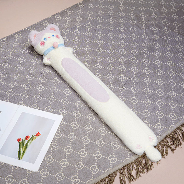 Long narrow-shaped plush cuddle pillow in dachshund design with soft fleece cover