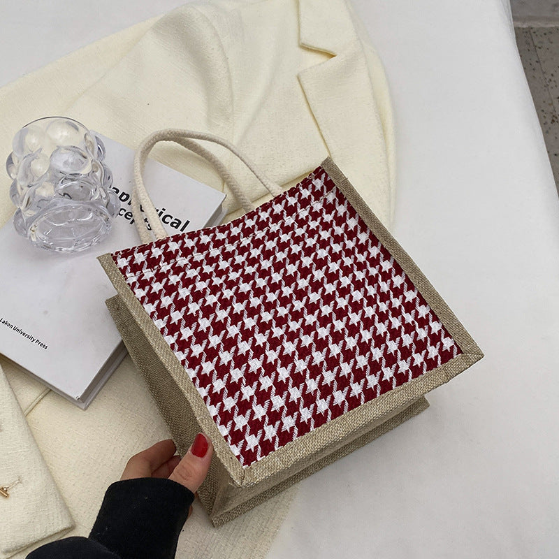 Handcrafted Houndstooth Tote Bag