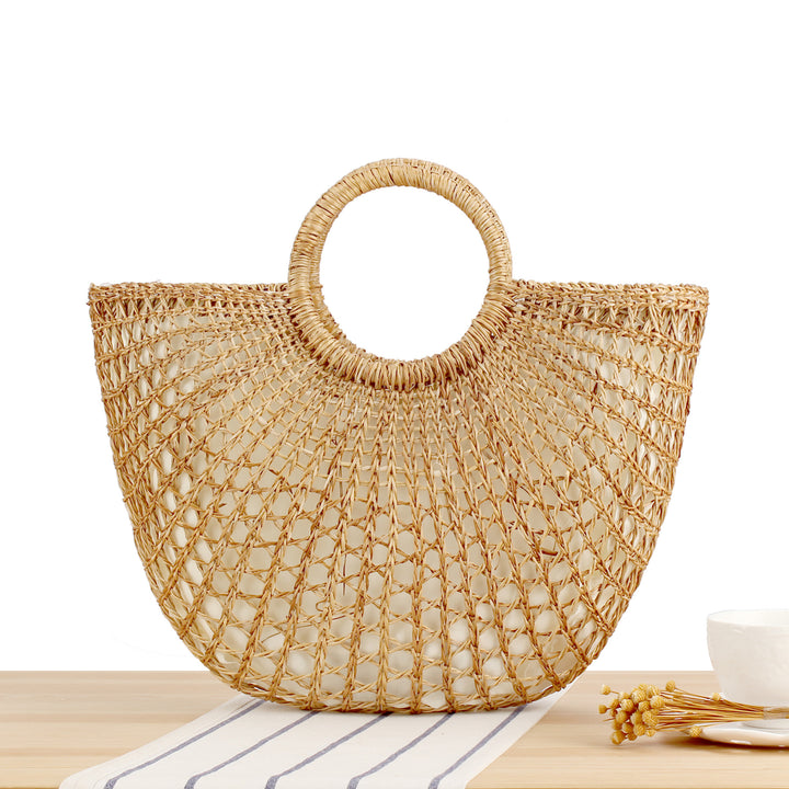 Basket bag with elegant round handle and handcrafted design Kalsten